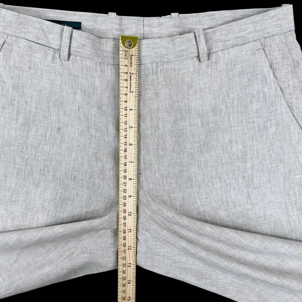 Perry Ellis Pants Men 34x30 (ACTUAL 34x29) Beige Linen Blend Straight Trousers